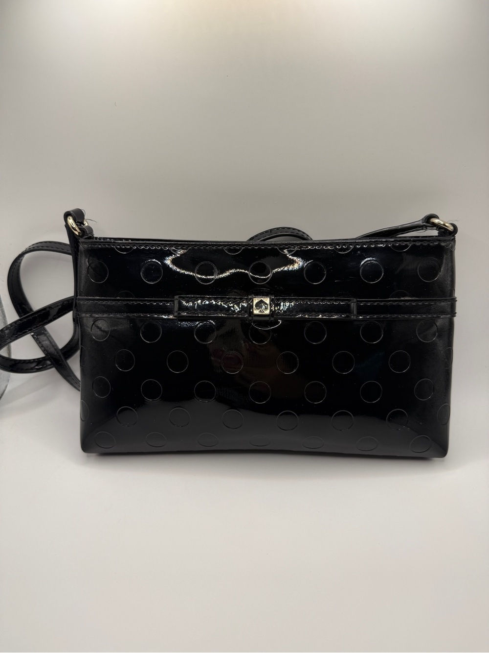 Kate Spade Camellia Street Amy Black Patent Crossbody Bag – Embossed Polka Dot - Picture 2 of 8